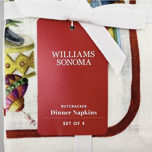 Williams Sonoma Nutcracker Linen Dinner Napkins Set of 4 Christmas Holiday - Picture 2 of 9